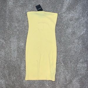 NWT Forever 21 Yellow Tube-top Body-con Midi Dress